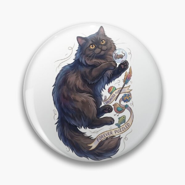 Item preview, Playful Longhair Black Cat designed and sold by PetalsPaws.