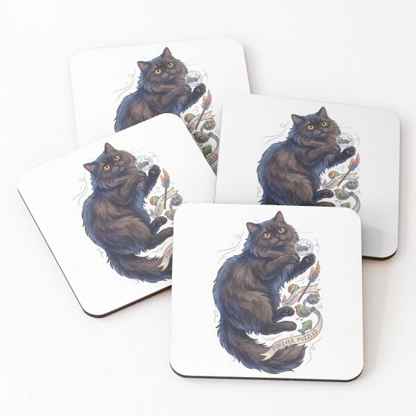 Item preview, Playful Longhair Black Cat designed and sold by PetalsPaws.