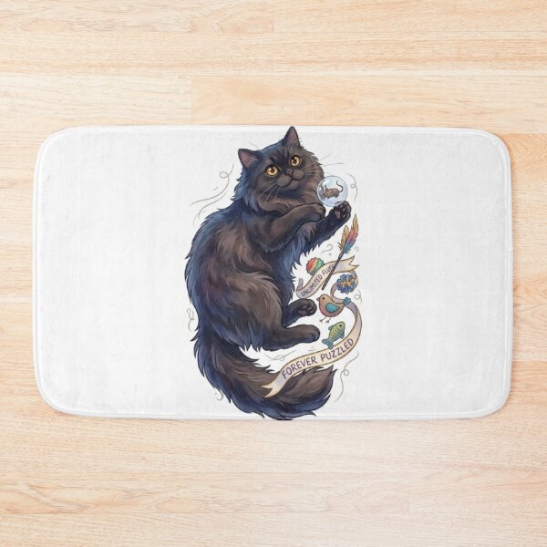 Item preview, Playful Longhair Black Cat designed and sold by PetalsPaws.