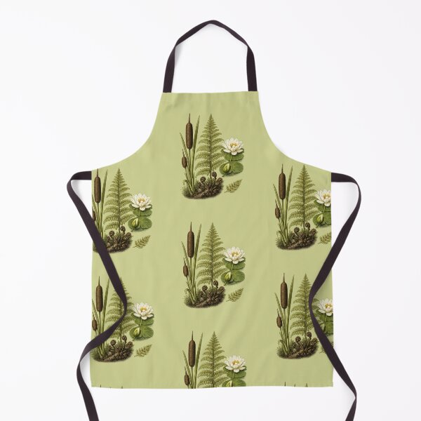 Item preview, Vintage Wetland Botanical Plate with Water Lily, Cattail & Fern designed and sold by Anyshca.