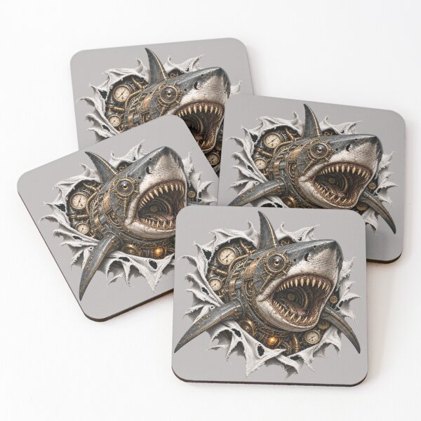 Item preview, Steampunk Shark Tearing Through Shirt designed and sold by cbfineart.