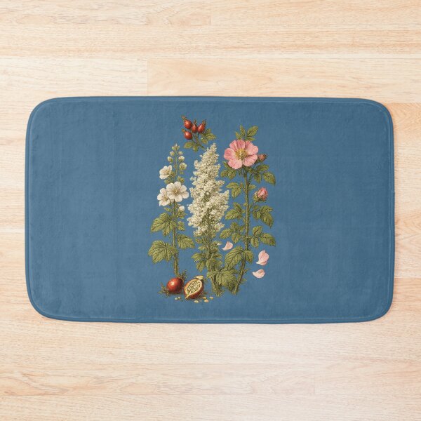 Item preview, Wild Rose, Meadowsweet & Mallow Vintage Botanical Herbarium Plate designed and sold by Anyshca.