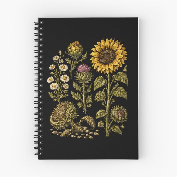 Item preview, Vintage Sunflower Herbarium Plate with Chamomile, Thistle & Seed Study designed and sold by Anyshca.