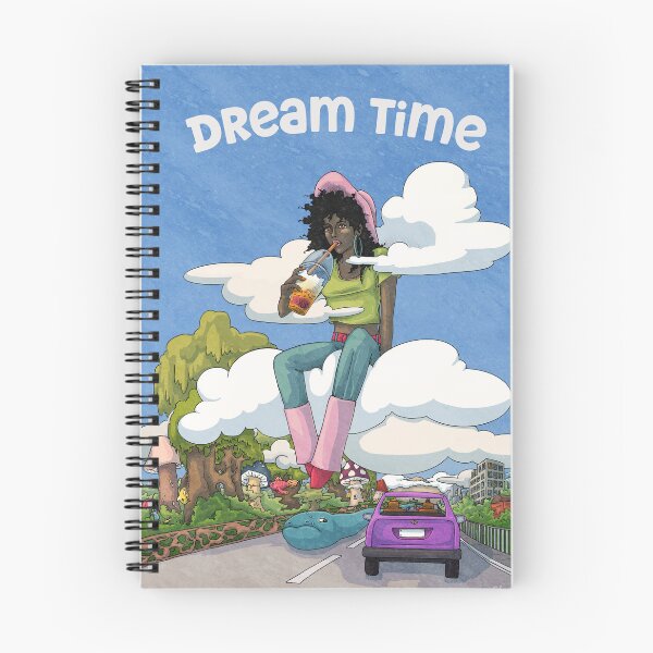 Item preview, Dream Time - A girl sitting on a cloud with the real world to her right and a fantasy world to her left. A picture for daydreamers, less humorous. designed and sold by AlexandraGregor.