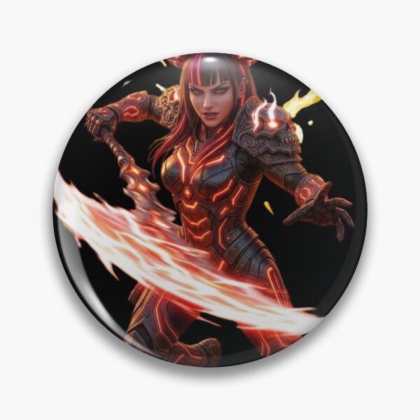 Item preview, Cyber Demon Imp Queen2 - Neon Red Anime Warrior Girl designed and sold by EvolutionMerch.