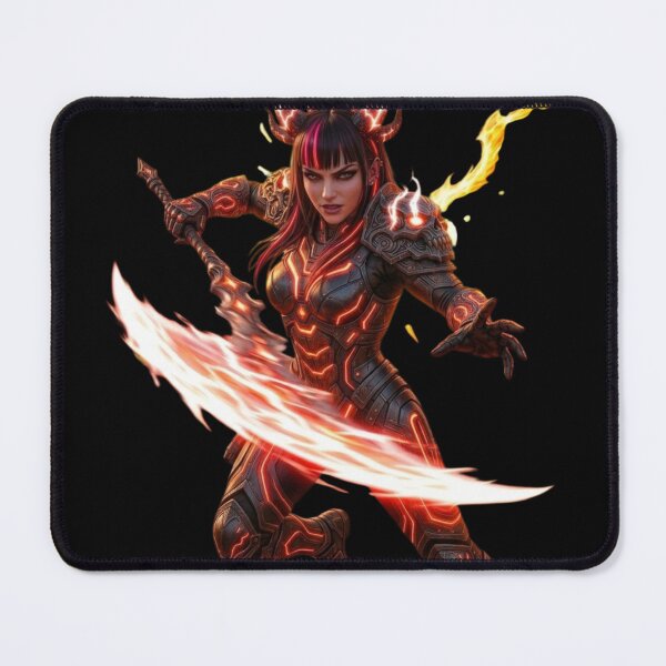 Item preview, Cyber Demon Imp Queen2 - Neon Red Anime Warrior Girl designed and sold by EvolutionMerch.