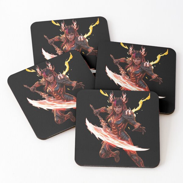 Item preview, Cyber Demon Imp Queen2 - Neon Red Anime Warrior Girl designed and sold by EvolutionMerch.