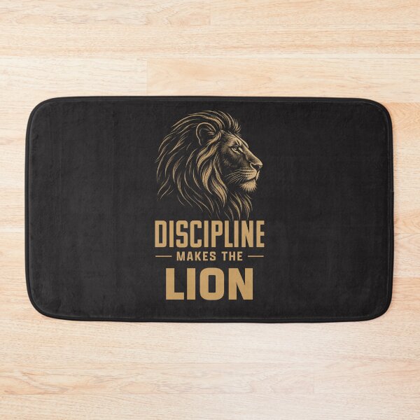 Item preview, Discipline Makes The Lion Minimalist line-art Motivational Design designed and sold by Bennie Singh.