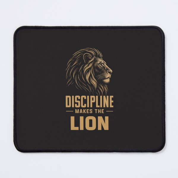 Item preview, Discipline Makes The Lion Minimalist line-art Motivational Design designed and sold by Bennie Singh.