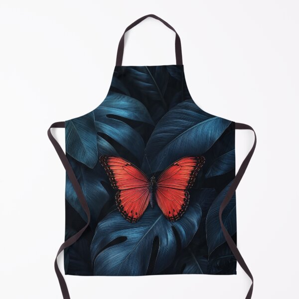 Item preview, Red Butterfly Dark Teal Tropical Leaves Graphic Illustration designed and sold by PACS0011.
