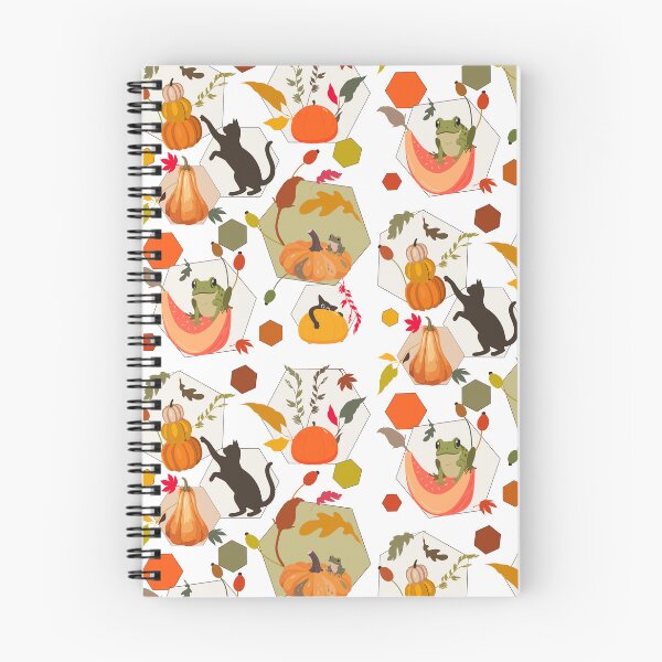 Artikelvorschau, Halloween-Kürbis-, Katzen- und Frosch-Herbst-Sechseckmuster entworfen und verkauft von Vibria Pattern Studio.