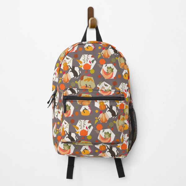 Artikelvorschau, Halloween-Kürbis-, Katzen- und Frosch-Herbst-Sechseckmuster entworfen und verkauft von Vibria Pattern Studio.