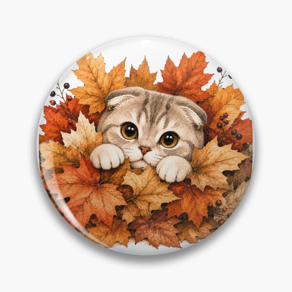 Item preview, Scottish Fold Peeking Through Autumn Leaves | Fall Cat designed and sold by PAPIRO SIGLO XXI.