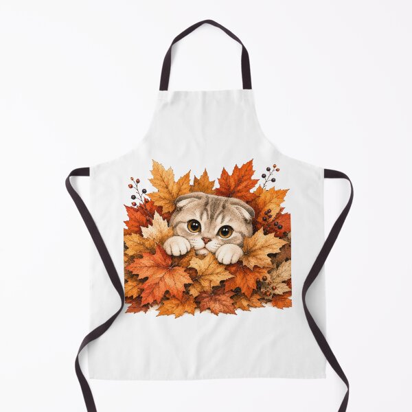 Item preview, Scottish Fold Peeking Through Autumn Leaves | Fall Cat designed and sold by PAPIRO SIGLO XXI.