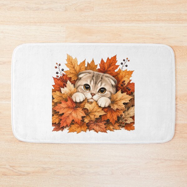 Item preview, Scottish Fold Peeking Through Autumn Leaves | Fall Cat designed and sold by PAPIRO SIGLO XXI.