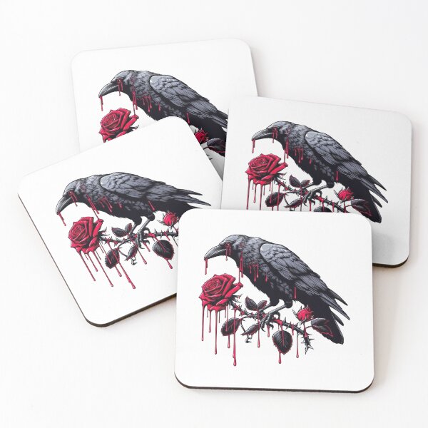 Item preview, Gothic Raven with Bleeding Rose designed and sold by Ink8instinct.