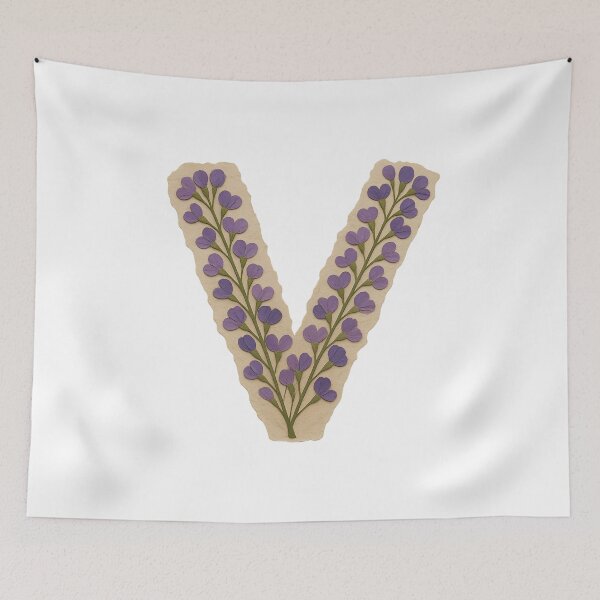 Item preview, Vintage Botanical Purple Floral Letter V designed and sold by ITCHAWAWAA.