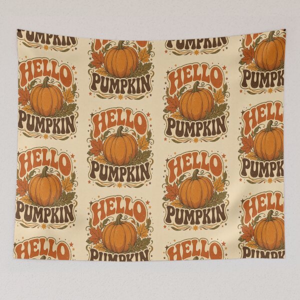 Item preview, Hello Pumpkin Retro Vintage Fall designed and sold by InspiredCreatives.