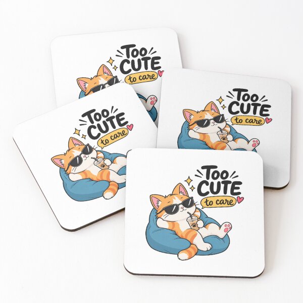 Item preview, Too Cute to Care – Minimalist Funny Cat Meme designed and sold by StickyDelights.
