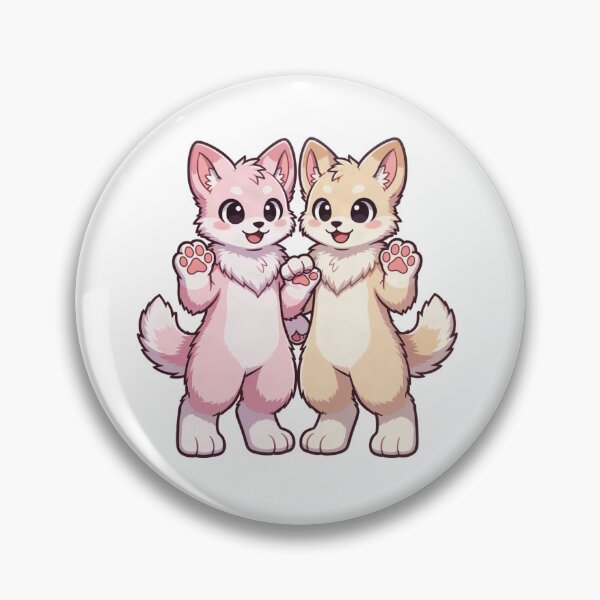 Item preview, Cute Kawaii Fox Friends Sticker | Pink & Tan Fursuit Characters Holding Paws | Best Friends Furry Art designed and sold by HOODYBUDSTYLES.
