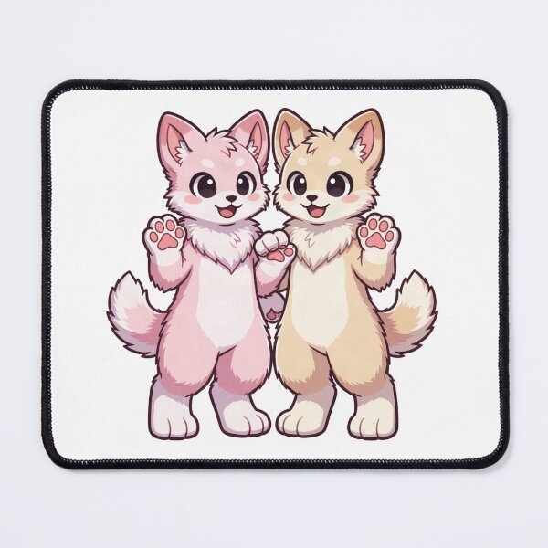 Item preview, Cute Kawaii Fox Friends Sticker | Pink & Tan Fursuit Characters Holding Paws | Best Friends Furry Art designed and sold by HOODYBUDSTYLES.
