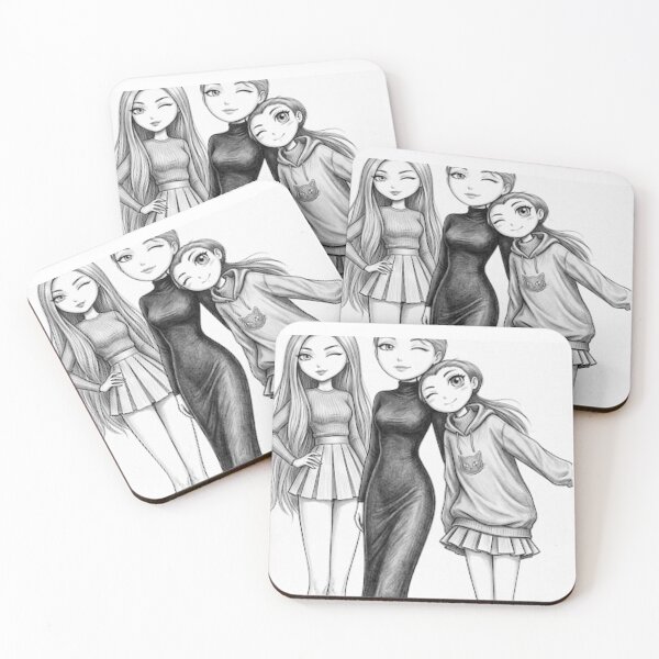 Item preview, Three Anime Sisters Pencil Sketch Art designed and sold by SofiaByCruti.