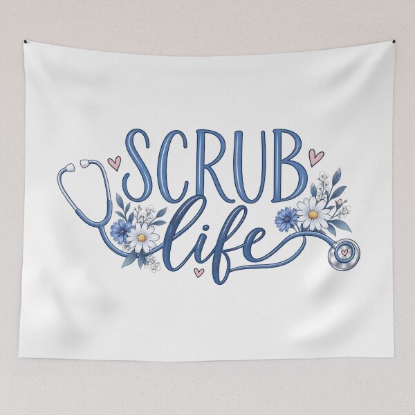 Artikelvorschau, Scrub Life Floral Stethoskop Krankenschwester Grafik entworfen und verkauft von CG Studio.