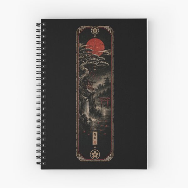 Item preview, Crimson Moon Shrine Falls — Japanese Landscape Relic Panel designed and sold by OblivionRise.