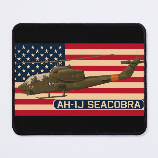 Item preview, AH-1J SeaCobra Vintage Attack Helicopter American Flag designed and sold by MilitaryMart.