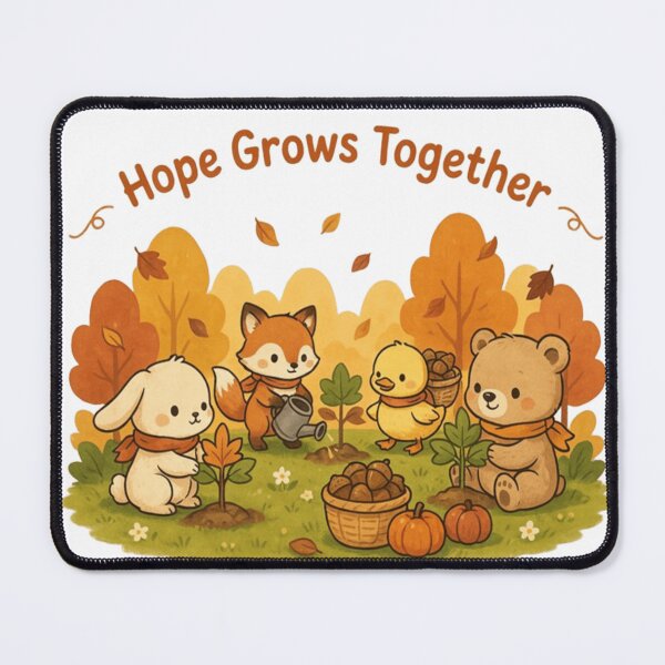 Item preview, Hope Grows Together Cottagecore Autumn Illustration designed and sold by InspiredCreatives.