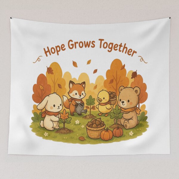 Item preview, Hope Grows Together Cottagecore Autumn Illustration designed and sold by InspiredCreatives.