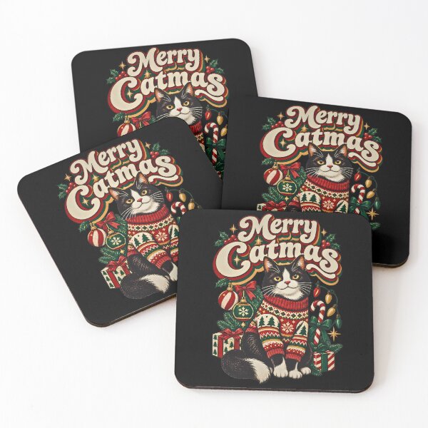 Item preview, Merry Catmas Retro 70s Christmas Cat designed and sold by Retro Whiskers.