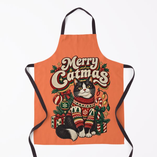 Item preview, Merry Catmas Retro 70s Christmas Cat designed and sold by Retro Whiskers.