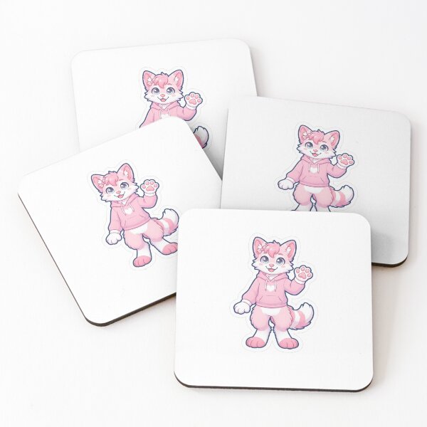 Item preview, Cute Kawaii Fox Sticker | Pink Fursuit Character with Hoodie & Bow | Waving Furry Art designed and sold by HOODYBUDSTYLES.