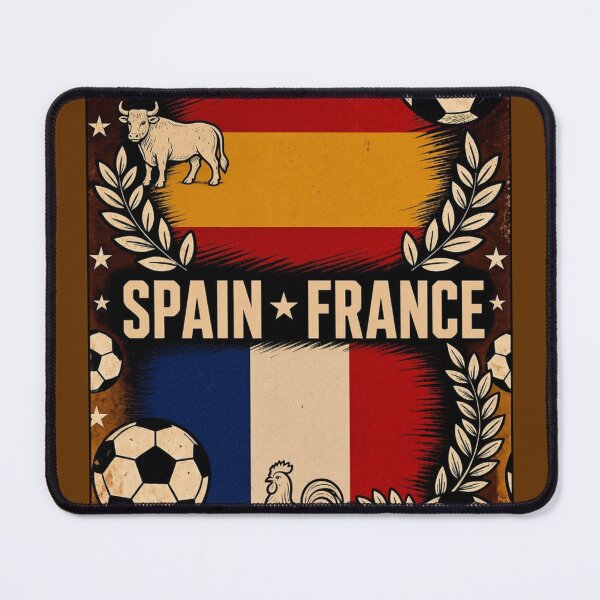 Item preview, Spain vs France Retro Football Art Poster designed and sold by Nexus Space.