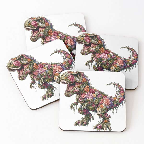Item preview, T Rex Dinosaur Made of Flowers designed and sold by cbfineart.