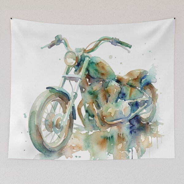 Item preview, Vintage Chopper Motorcycle Watercolor Art designed and sold by caracatita75.