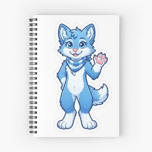 Item preview, Cute Kawaii Fox Sticker | Blue & White Fursuit Character with Scarf | Waving Furry Art designed and sold by HOODYBUDSTYLES.
