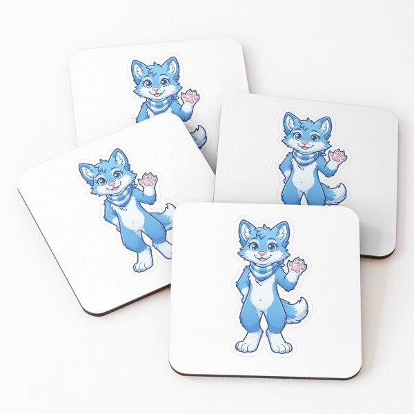 Item preview, Cute Kawaii Fox Sticker | Blue & White Fursuit Character with Scarf | Waving Furry Art designed and sold by HOODYBUDSTYLES.