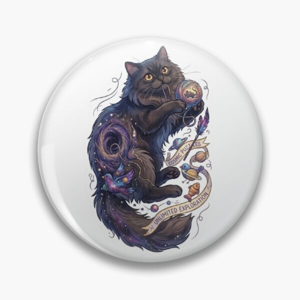 Item preview, Fluffy Galaxy Cat Vinyl Decal with Yarn and Birds designed and sold by PetalsPaws.