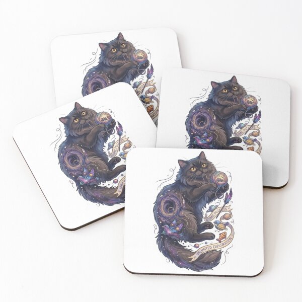 Item preview, Fluffy Galaxy Cat Vinyl Decal with Yarn and Birds designed and sold by PetalsPaws.