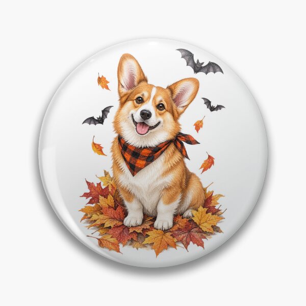 Item preview, Corgi Autumn Leaves and Bats | Cozy Halloween Dog designed and sold by PAPIRO SIGLO XXI.