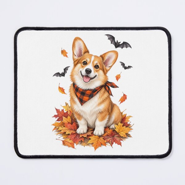 Item preview, Corgi Autumn Leaves and Bats | Cozy Halloween Dog designed and sold by PAPIRO SIGLO XXI.