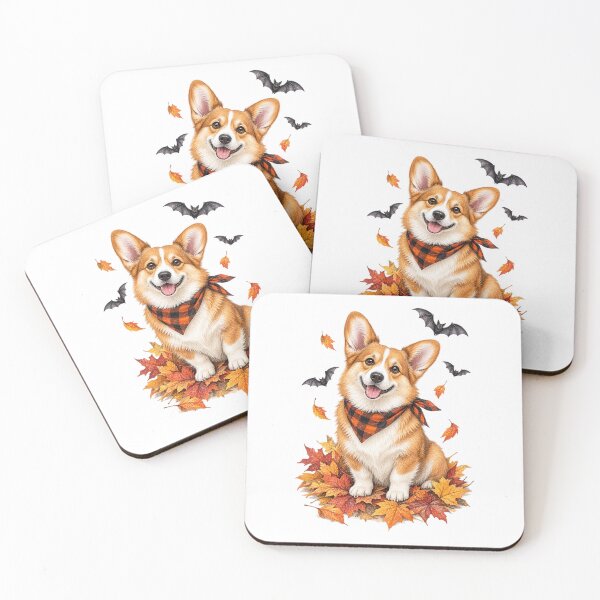 Item preview, Corgi, hojas de otoño y murciélagos | Perro acogedor de Halloween designed and sold by PAPIRO SIGLO XXI.