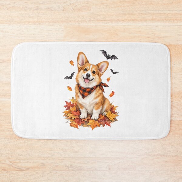 Item preview, Corgi Autumn Leaves and Bats | Cozy Halloween Dog designed and sold by PAPIRO SIGLO XXI.