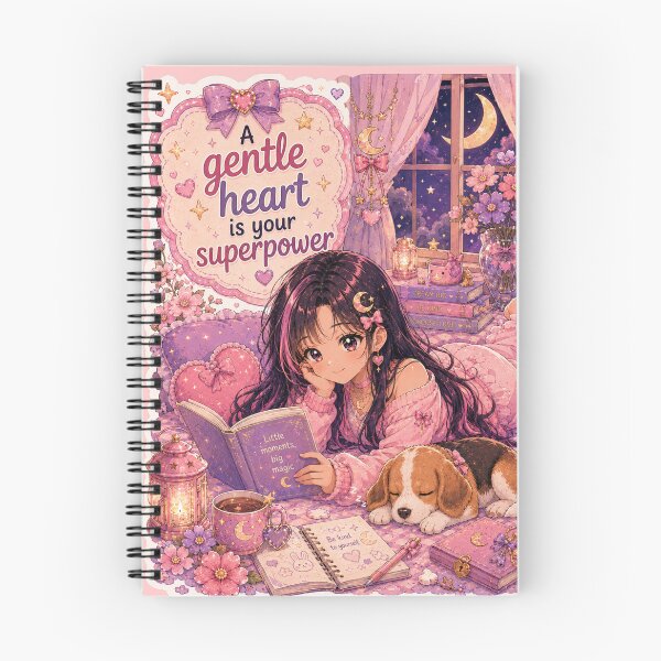 Item preview, A Gentle Heart Is Your Superpower Cozy Anime Girl with Sleeping Dog designed and sold by OlgaLuna_design.