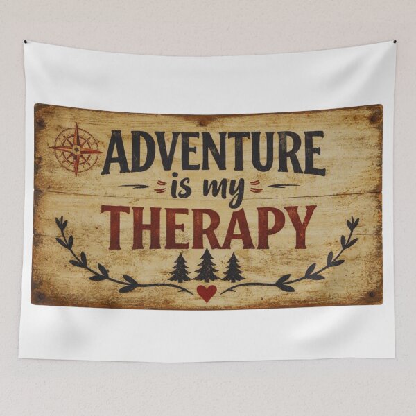 Item preview, Adventure Is My Therapy Rustic Wooden Sign designed and sold by GabeMountainArt.