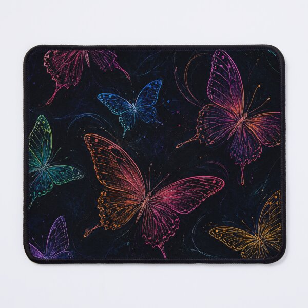 Item preview, Neon Colorful Glowing Butterfly Pattern Dark Chalk Line Art Graphic designed and sold by PACS0011.