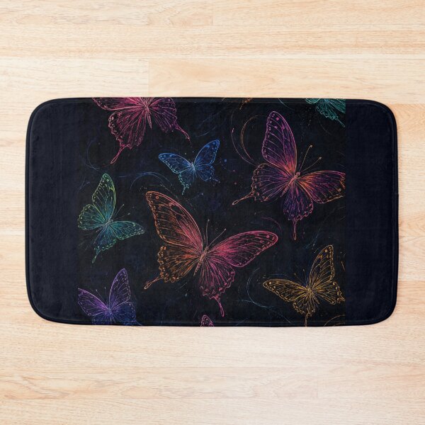 Item preview, Neon Colorful Glowing Butterfly Pattern Dark Chalk Line Art Graphic designed and sold by PACS0011.