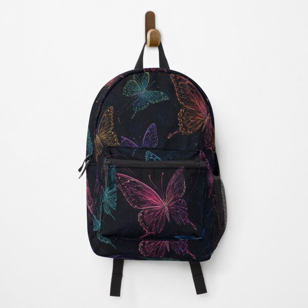 Item preview, Neon Colorful Glowing Butterfly Pattern Dark Chalk Line Art Graphic designed and sold by PACS0011.
